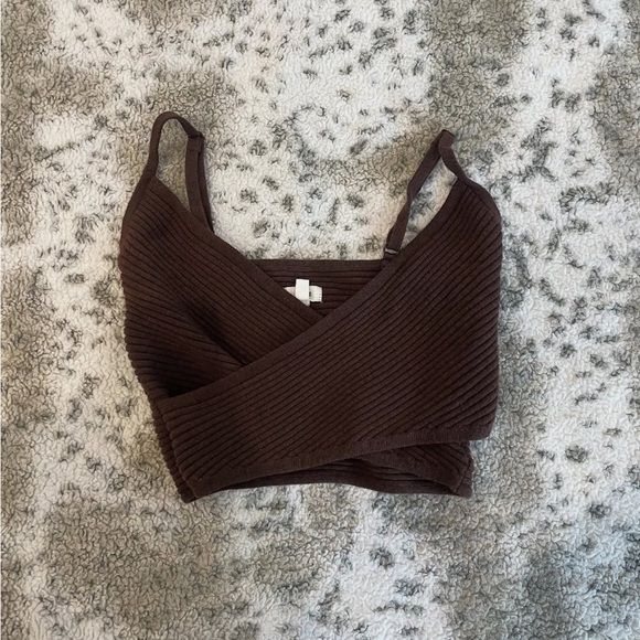 aerie Tops - Ribbed aerie cross over tank top